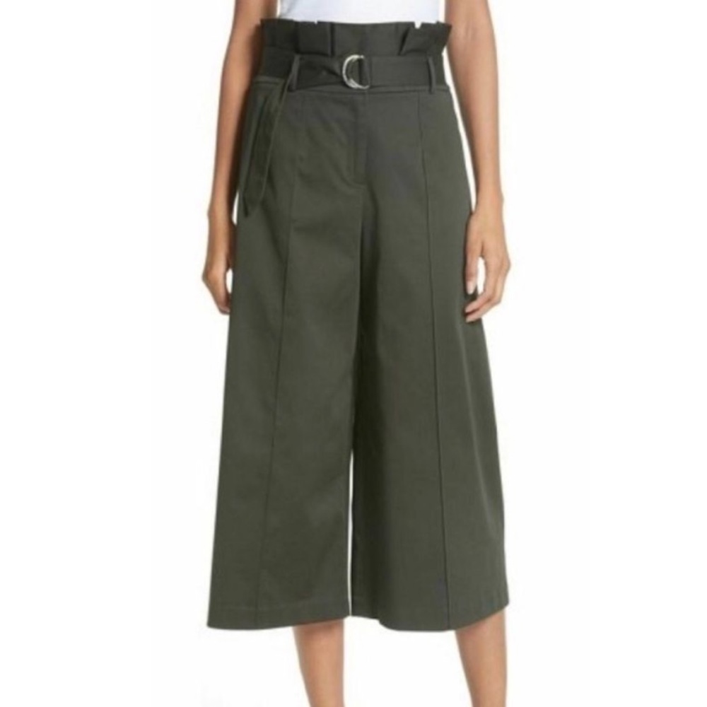 Ted Baker Green Culotte Paper Bag High Rise Belted Pant Size 5 Ted US 12 XL